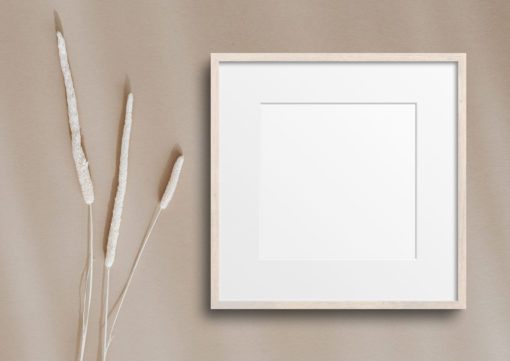 Frame Mockup #307, Birch Wood Square Photo Frame, Styled Thin Frame Mock Up, Square Wall Art Display, PSD+Smart Object - Image 3