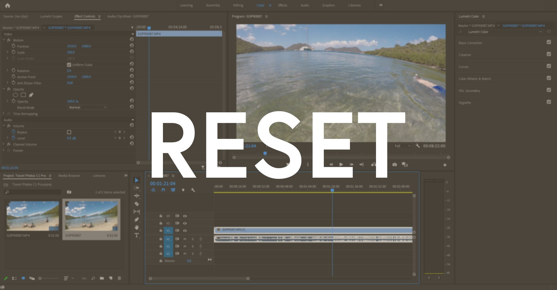 Reset Premiere Pro Layout