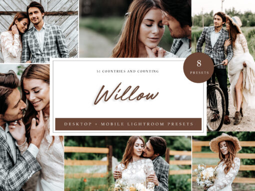 8 x Lightroom Presets, Willow Presets, weddings Presets, Couple