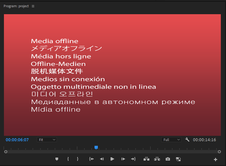 adobe premiere pro media offline missing media screen