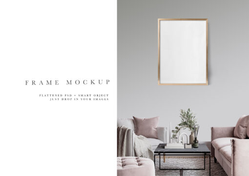 Frame Mockup #1117, Golden Portrait Mockup, Living Room Mockup