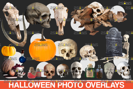 Halloween overlay,Halloween clipart,Skull png, pumpkin clipart, - Image 2
