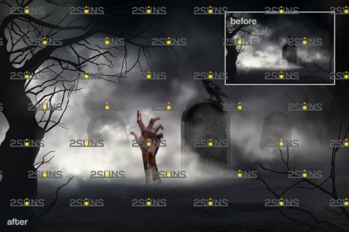 Halloween photoshop overlay&Halloween clipart:Skull png, zombie - Image 4