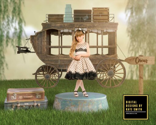 Vintage Traveller 2 Versions Digital Backdrop / Background.