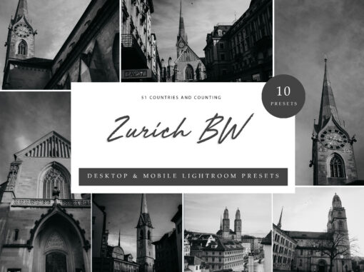 10 x Lightroom Presets, Zurich BW Presets, Travel Presets,