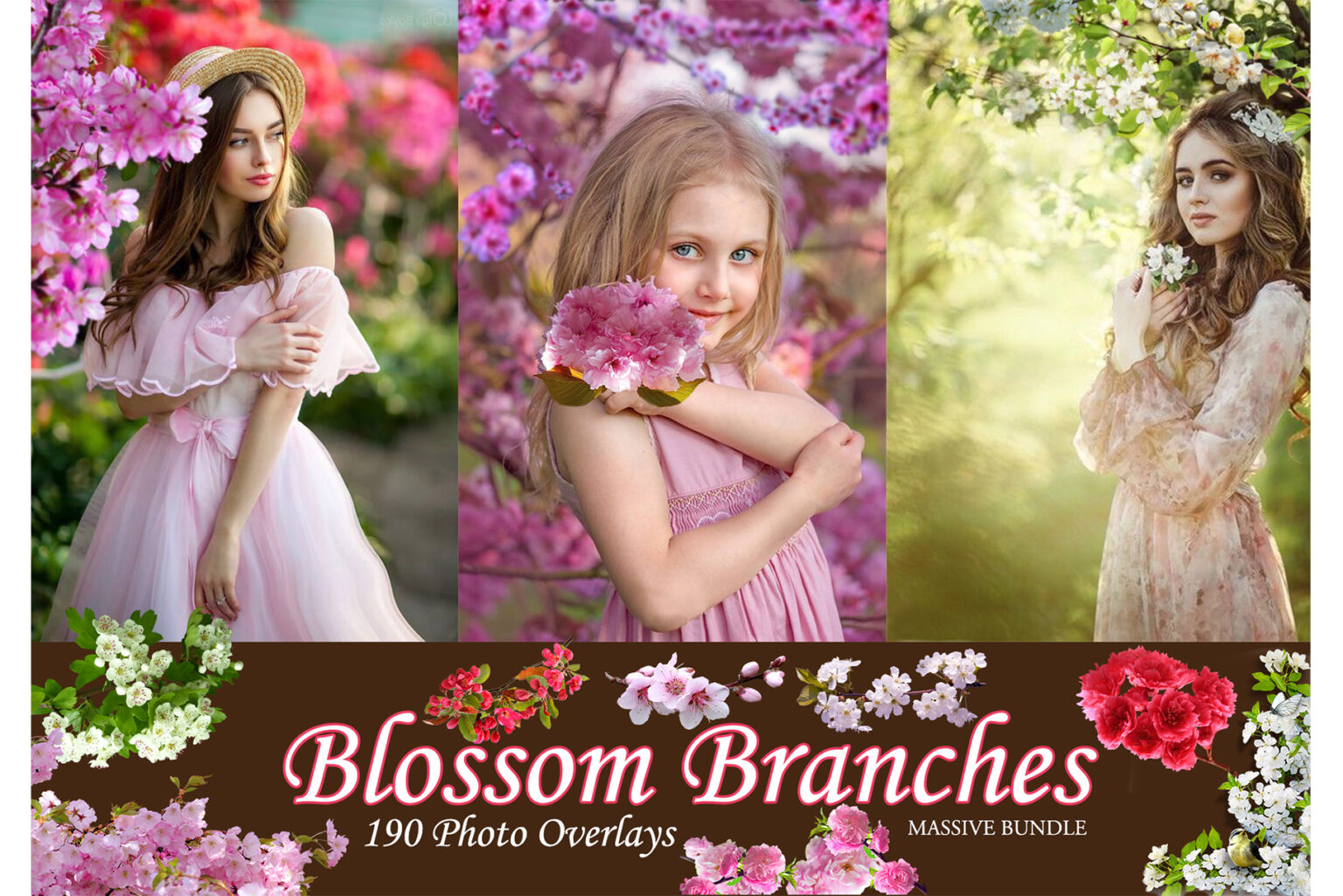 190 Blossom Tree Branch Overlays, Spring Blossoming Clip Art - FilterGrade
