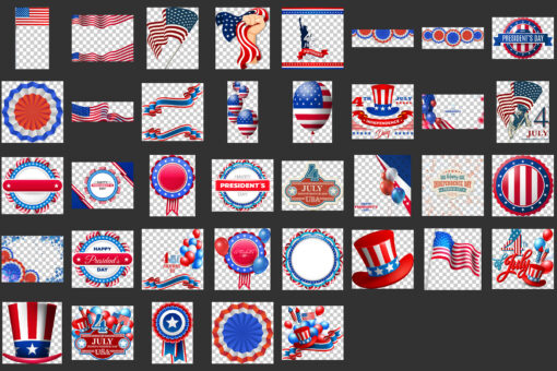 4th July Independence Day Overlays, USA Digital clipart Patriotic - Image 2