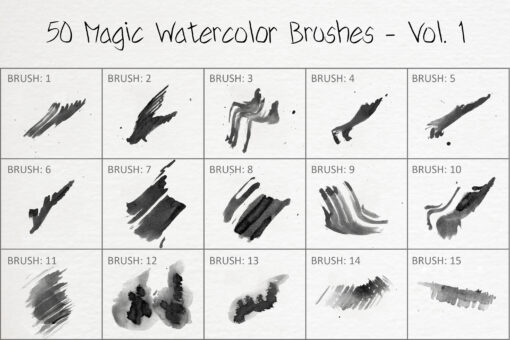 50 Magic Watercolor Brushes - Vol. 1 - Image 3