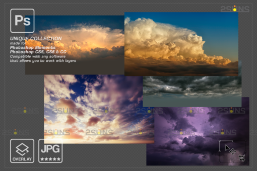 Night sky photo overlays & Photoshop overlay, Cloud backdrop, - Image 3