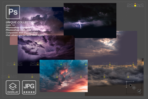 Night sky photo overlays & Photoshop overlay, Cloud backdrop, - Image 4