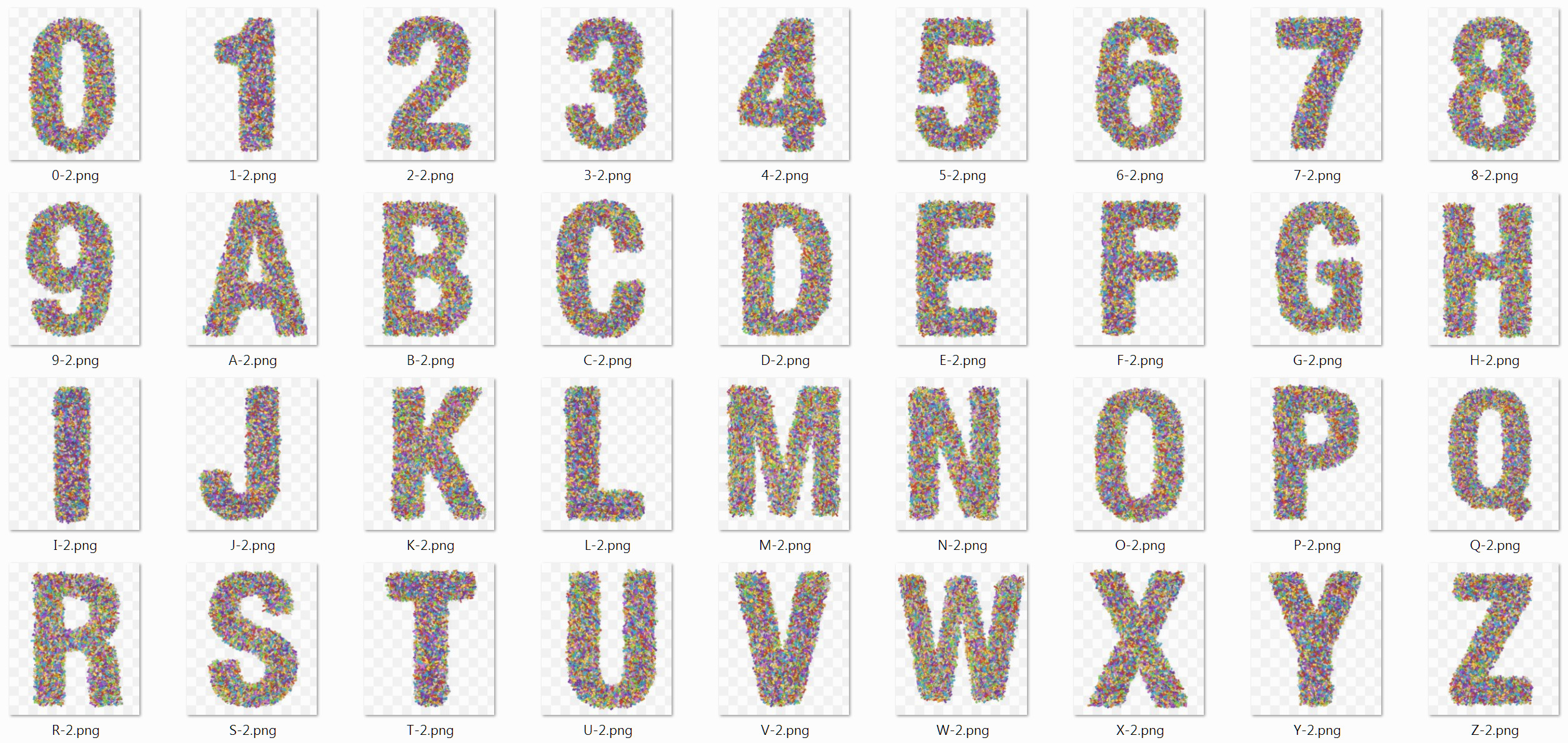 2 Confetti ALPHABET, Confetti PNG, birthday party lettering - FilterGrade