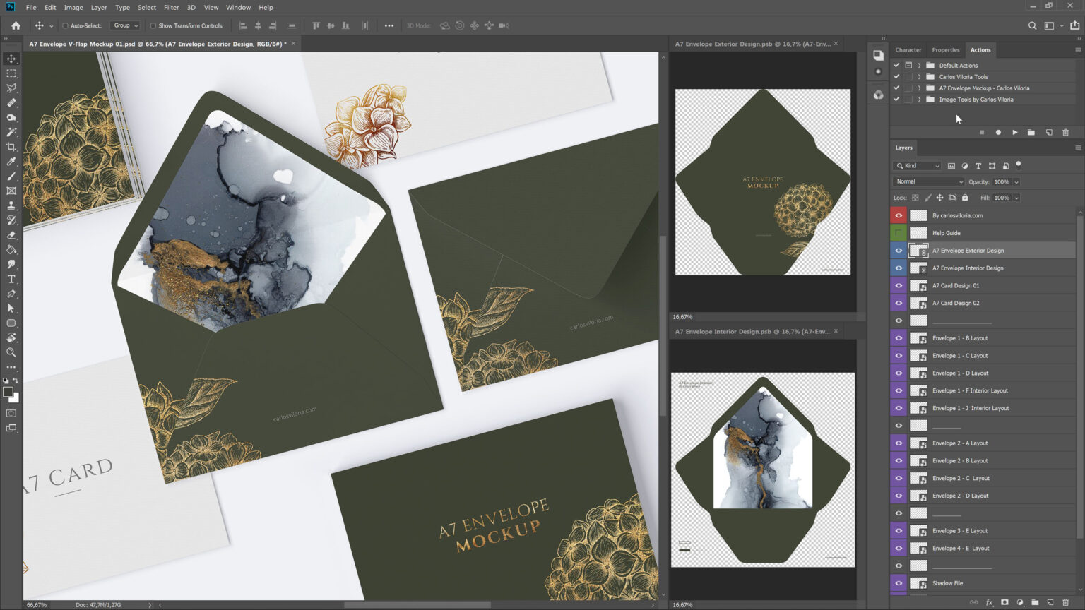 A7 VFlap Envelope and Cards Mockup FilterGrade