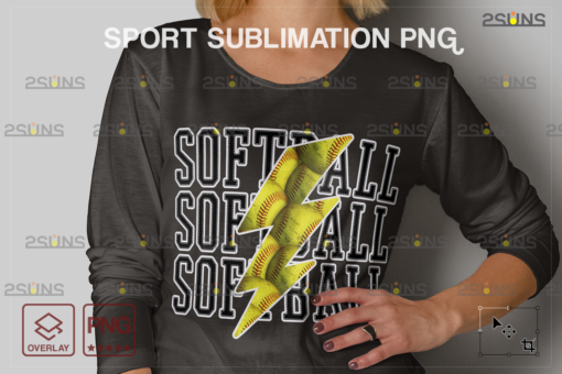 Softball PNG, Sublimation Design Lightning bolt png - Image 7
