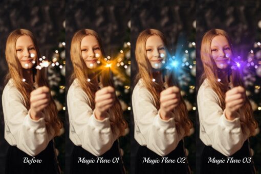 Magic Flare Overlay pack is consisting Natural Sunray Flares, Realistic Shafts of Sunlight, & Digital Transparent Gift Box beam with sparkles.