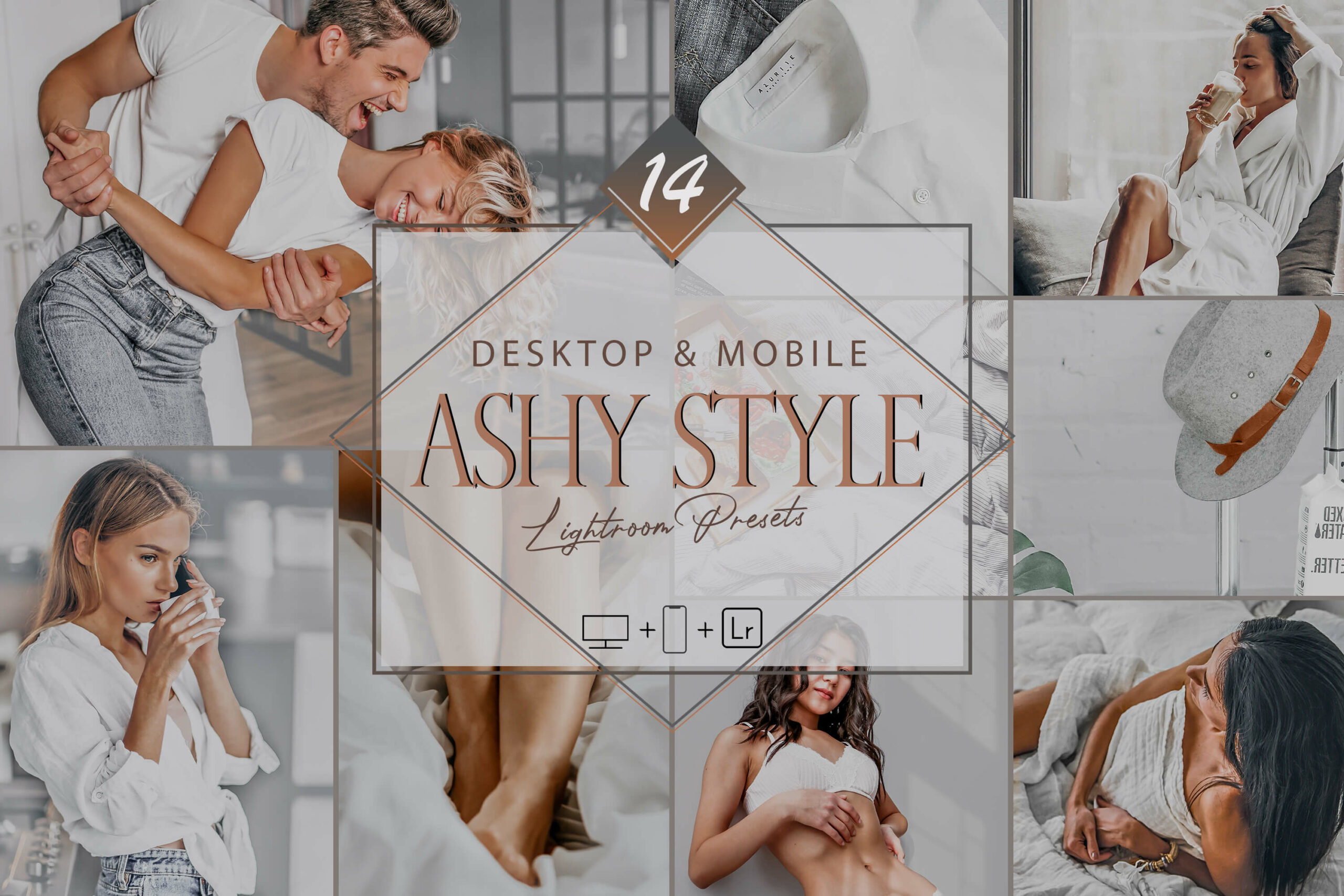 14 Ashy Style Lightroom Presets, Dove Mobile Preset, Bright Gray FilterGrade