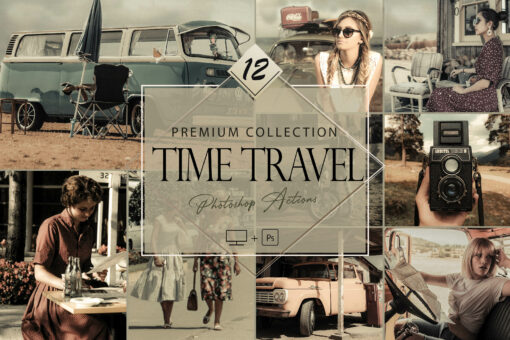 12 Time Travel Photoshop Actions, Vintage ACR Preset, Retro Ps