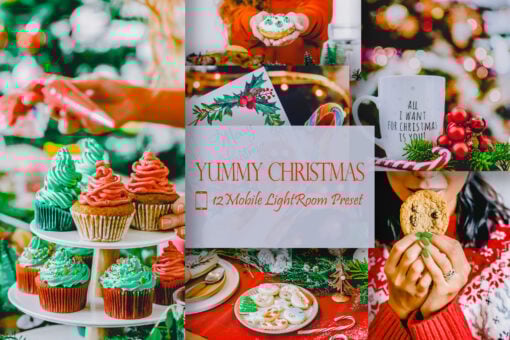 12 Mobile Lightroom Presets, Yummy Christmas Mobile Preset, Color
