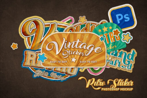 Retro Sticker Mockup - Image 6