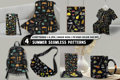 Summer Seamless Patterns Backgrounds Photoshop - Image 2