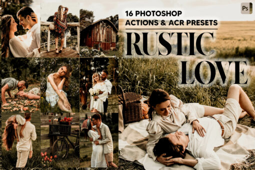 16 Photoshop Actions, Rustic Love Ps Action, Bohemian ACR Preset
