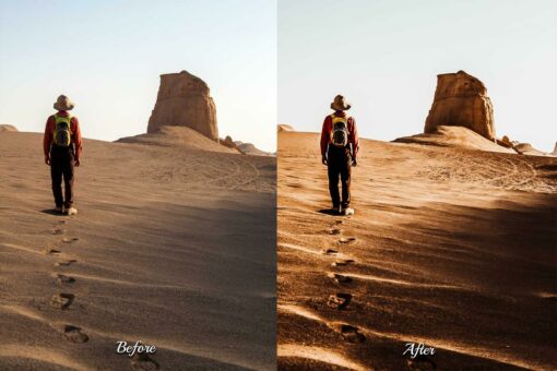 Achieve mesmerizing edits with Mirage Lightroom presets. Perfect for bloggers, influencers, and photographers seeking vibrant and warm tones for their Sahara and desert images.