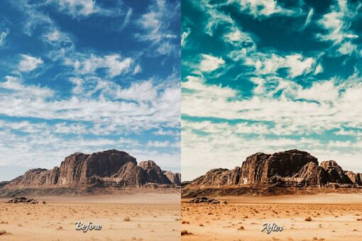 Unleash your creativity with Mirage Lightroom presets. Add depth, contrast, and a touch of bronze to your desert photos, bringing out the true essence of the Sahara.