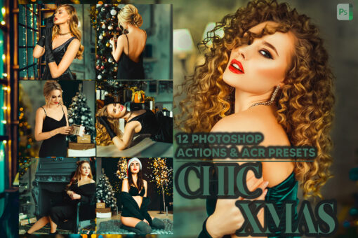 12 Christmas Photoshop, Chic Xmas Ps Action, Lux Holiday ACR