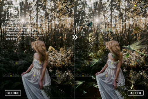 Dragonfly photo overlay, Gold Fireflies Overlays - Image 7