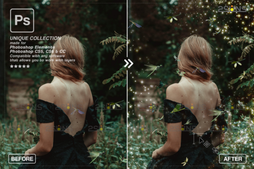 Dragonfly photo overlay, Gold Fireflies Overlays - Image 8