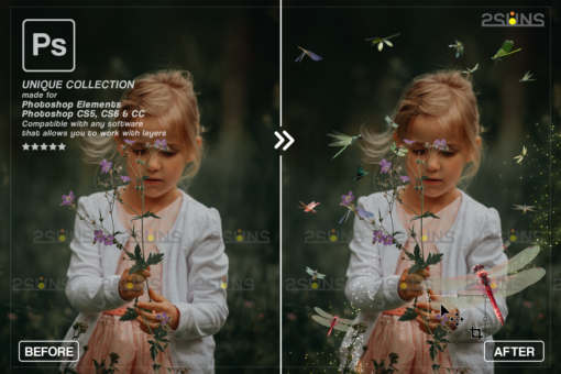 Dragonfly photo overlay, Gold Fireflies Overlays - Image 10
