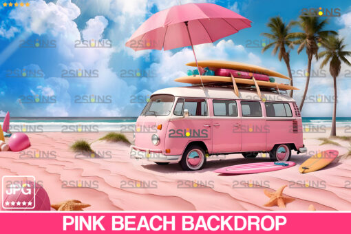 Pink Beach backdrop, Dream House, Summer backdrop - Image 2