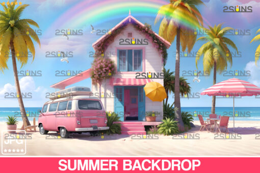 Beach backdrop, Dream House, Summer backdrop Van - Image 2