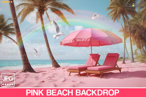 Pink Beach backdrop, Summer Lounge Chair, Pink Sand - Image 2