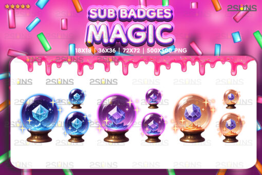 6 Magic sub badges For Streamer Twitch, Discord Crystal Ball - Image 2