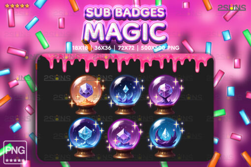 6 Magic sub badges For Streamer Twitch, Discord Crystal Ball - Image 5