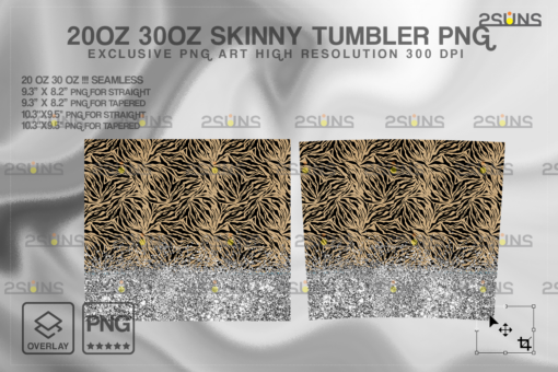 20oz Glitter Silver Leopard Skinny Tumbler - Image 2