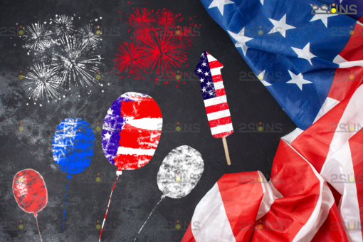 Chalk art overlay 4th of July, Photoshop overlay - Image 9