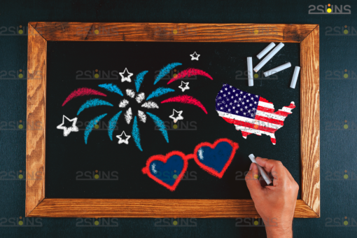 Chalk art overlay 4th of July, Photoshop overlay - Image 8