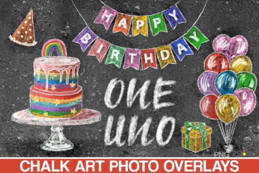Birthday chalk art overlays. Photoshop overlay