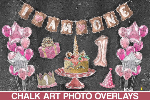 Birthday chalk art overlays Photoshop overlay