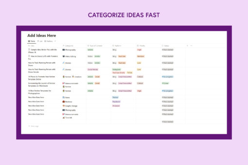 Content Idea Tracker Notion Template - Image 2