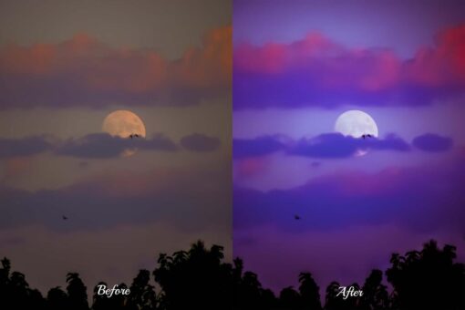 Golden hour sunset captured with enhanced colors, demonstrating the capabilities of the Sky Photoshop Actions bundle.