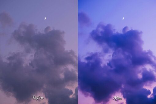 Scenic view of a colorful sky at dusk, enhanced with ACR presets for a stunning visual experience in photography.