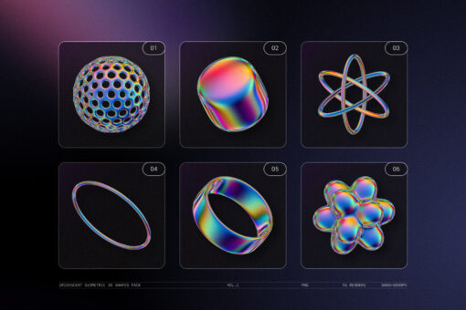 Iridescent Geometric 3D Shapes Pack Vol.1 - Image 4
