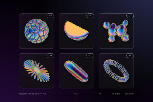 Iridescent Geometric 3D Shapes Pack Vol.1 - Image 5