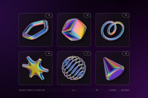Iridescent Geometric 3D Shapes Pack Vol.1 - Image 6