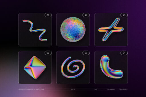 Iridescent Geometric 3D Shapes Pack Vol.1 - Image 7