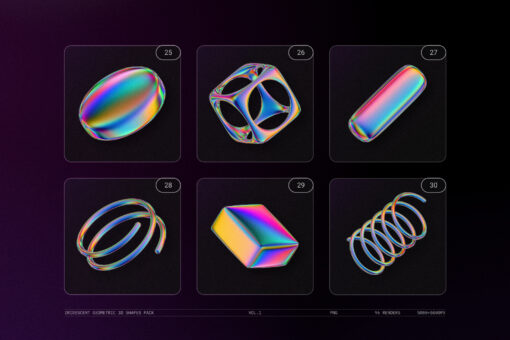 Iridescent Geometric 3D Shapes Pack Vol.1 - Image 9