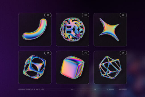 Iridescent Geometric 3D Shapes Pack Vol.1 - Image 10