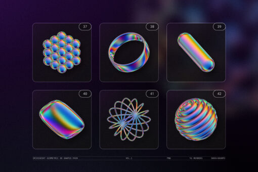 Iridescent Geometric 3D Shapes Pack Vol.1 - Image 11